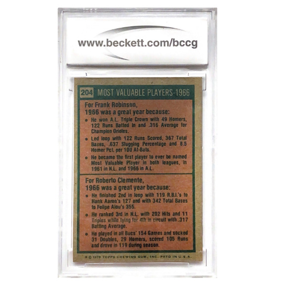1975 Topps #204 1966 MVP's BCCG Near Mint 9 or Better - Picture 2 of 3